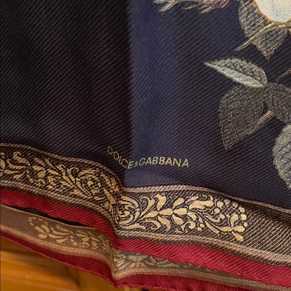 Dolce & Gabbana Floral Scarf - Navy and Burgundy - Picture 2 of 6
